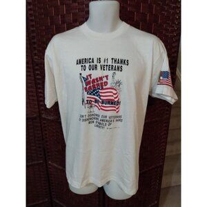 Vintage USA Military Veterans T Shirt Double Sided 80s 90s Eagle Flag XL